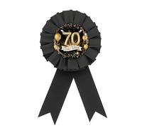 Pin de placa de hojalata de feliz 70 cumpleaños, botón de roseta negro y dorado para hombres y mujeres, pin de insignia de premio de 70 cumpleaños, decoración de fiesta de cumpleaños de 70 años