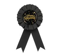 Pin de placa de hojalata de feliz jubilación, botón de roseta negro y dorado para fiesta de jubilación, pin de insignia de premio I'm Retired, decoración de fiesta de despedida/despedida