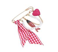 Pin de ramillete grande con forma de pez con estampado de cuadros de corazón, decoración elegante para chaquetas, bolsos, insignia exagerada