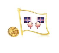 Pin de solapa con bandera de Islandia, isla y país dorado