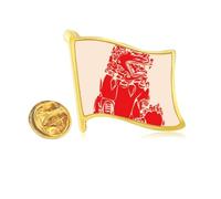 Pin de solapa con bandera de metal dorado con diseño de león rojo de China