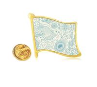 Pin de solapa con bandera de metal dorado con diseño de pájaro y flor