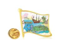 Pin de solapa con bandera de metal dorado con el templo maya, Isla de Cancún, México,