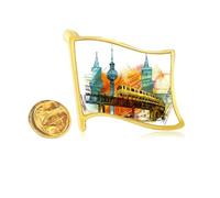 Pin de solapa con bandera de metal dorado con la torre de tren de Tokio Japón
