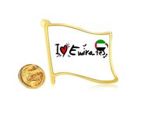 Pin de solapa con bandera de metal dorado con texto en inglés "I Love Erates Word Flag"