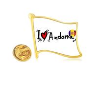 Pin de solapa con bandera de metal dorado con texto en inglés "I love word"