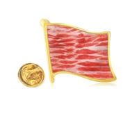 Pin de solapa con bandera de metal dorado con textura de carne de cerdo