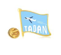 Pin de solapa con bandera de metal dorado de avión japonés