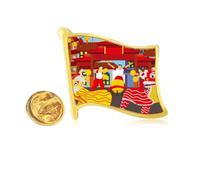 Pin de solapa con bandera de metal dorado de la ciudad china de la danza del león