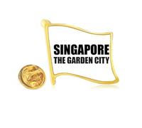 Pin de solapa con bandera de metal dorado de Singapur The Garden City