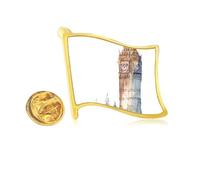 Pin de solapa con bandera de metal dorado del Big Ben in Britain Art Deco
