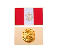 Pin de solapa con bandera de Perú rectangular esmaltado hecho de metal para recuerdo de hombre y mujer (pin rectangular)