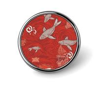 Pin de solapa con diseño de animal marino rojo para hombre, con notas musicales de piano y violín, broche de moda. Bonitas insignias de esmalte, pin de aleación de aluminio para sombreros, camisas, bo