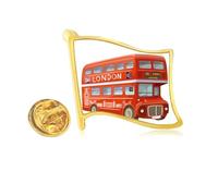 Pin de solapa con diseño de autobús de dos pisos, color rojo, de Reino Unido, Reino Unido