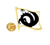 Pin de solapa con diseño de bandera de metal dorado con diseño chino de dragón