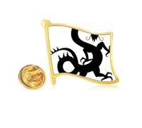 Pin de solapa con diseño de bandera de metal dorado con diseño chino de dragón