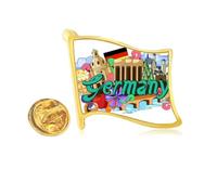 Pin de solapa con diseño de bandera de metal dorado con diseño de cisne y cerveza de San Castillo de Alemania