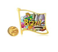 Pin de solapa con diseño de bandera de metal dorado con diseño de Oscar Niemeyer de Brasil