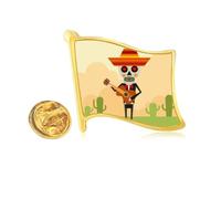 Pin de solapa con diseño de bandera de metal dorado con diseño de sombrero y guitarra