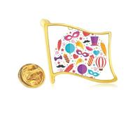 Pin de solapa con diseño de bandera de metal dorado con lazo en la cabeza, globo de Brasil, carnaval de Brasil