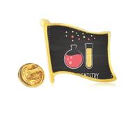 Pin de solapa con diseño de bandera de metal dorado con tubo de ensayo de fondo redondo