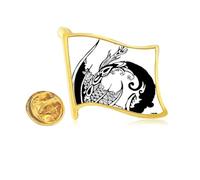 Pin de solapa con diseño de bandera de metal dorado tradicional de China con diseño de dragón