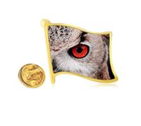 Pin de solapa con diseño de búho de metal dorado