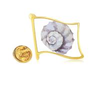 Pin de solapa con diseño de caracol de vida marina colorida con bandera de metal dorado