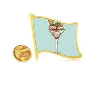 Pin de solapa con diseño de copa de flores, bola de hielo, metal dorado
