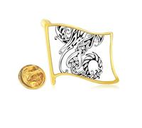 Pin de solapa con diseño de dragón chino y bandera de metal dorado
