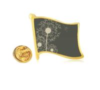 Pin de solapa con diseño de flores de diente de león y bandera de metal dorado
