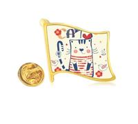 Pin de solapa con diseño de gato y pájaro de dibujos animados