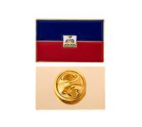 Pin de solapa con diseño de la bandera de Haití en forma rectangular hecho de metal para recuerdo de hombre, mujer, patriótico (pin rectangular)