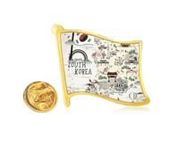 Pin de solapa con diseño de mapa de Corea del Sur, bandera de metal dorado
