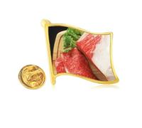 Pin de solapa con diseño de pata de cordero y carne cruda, diseño de bandera de metal dorado
