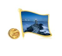 Pin de solapa con diseño de torre oscura del océano y la bandera de metal dorado