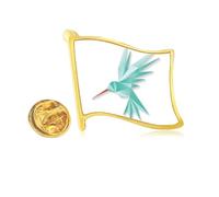 Pin de solapa con diseño geométrico de pájaro y origa de metal dorado