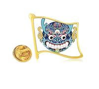 Pin de solapa con diseño tradicional de cabeza de dragón chino de metal dorado