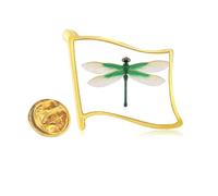 Pin de solapa con diseño tradicional de cometa china con diseño de libélula de metal dorado