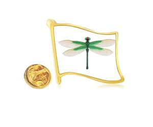 Pin de solapa con diseño tradicional de cometa china con diseño de libélula de metal dorado