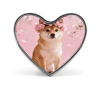 Pin de solapa con forma de corazón de Shiba Inu y Sakura para hombres y mujeres, pin de esmalte de aleación de aluminio para camisas, bolsos, cuellos, broche de metal para trajes, chaquetas y sombr