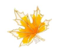Pin de solapa con forma de hoja de arce - elegante de esmalte - Mochila decorativa de diamantes de imitación - Joyas portátiles para ramillete de ropa, delicado broche con forma de hoja de