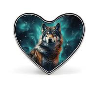 Pin de solapa con forma de lobo bajo las estrellas y serpiente con boca abierta. Broches en forma de corazón para hombre y mujer, accesorios de traje, pines de solapa esmaltados ligeros de 2,5 cm, bot