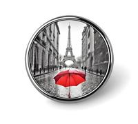 Pin de solapa con forma de paraguas rojo de la Torre Eiffel de París, broche ligero de moda, accesorio personalizado para ropa.