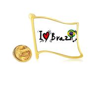 Pin de solapa con la bandera de Brasil con texto en inglés "I Love Brazil"