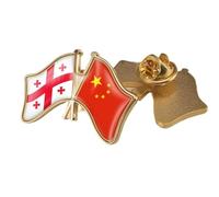Pin De Solapa Con La Bandera De China Y Georgia - Broche De Cristal Con Forma De Bandera Recuerdo Patriótico De Estilo Nacional Unisex