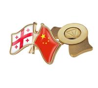 Pin De Solapa Con La Bandera De China Y Georgia - Broche De Cristal Con Forma De Bandera Recuerdo Patriótico De Estilo Nacional Unisex