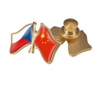 Pin De Solapa Con La Bandera De China Y La República Checa - Broche De Cristal Con Forma De Bandera Estilo Patriótico Nacional A (Unisex)
