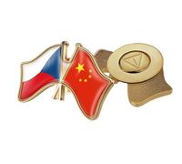 Pin De Solapa Con La Bandera De China Y La República Checa - Broche De Cristal Con Forma De Bandera Estilo Patriótico Nacional A (Unisex)