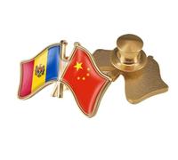 Pin De Solapa Con La Bandera De China Y Moldavia - Broche De Cristal Con Forma De Bandera Recuerdo Patriótico De Estilo Nacional Unisex